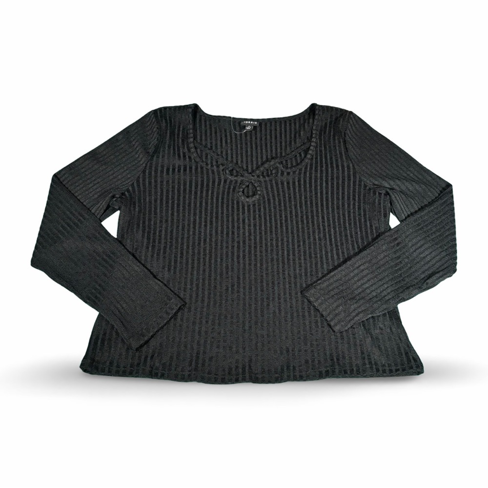 TORRID long-sleeve ribbed black top
